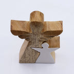 Mango Wood Angel in Angel - White Enamel