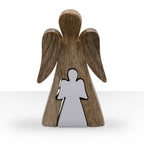 Mango Wood Angel in Angel - White Enamel