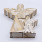 Mango Wood Angel in Angel - Whitewash