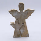 Mango Wood Angel in Angel - Whitewash
