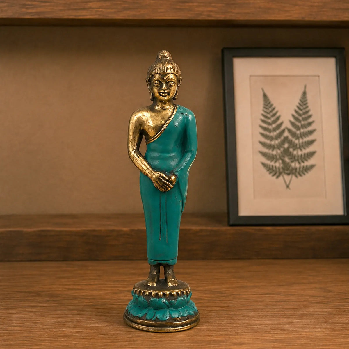 Med Standing Brass Buddha Figure