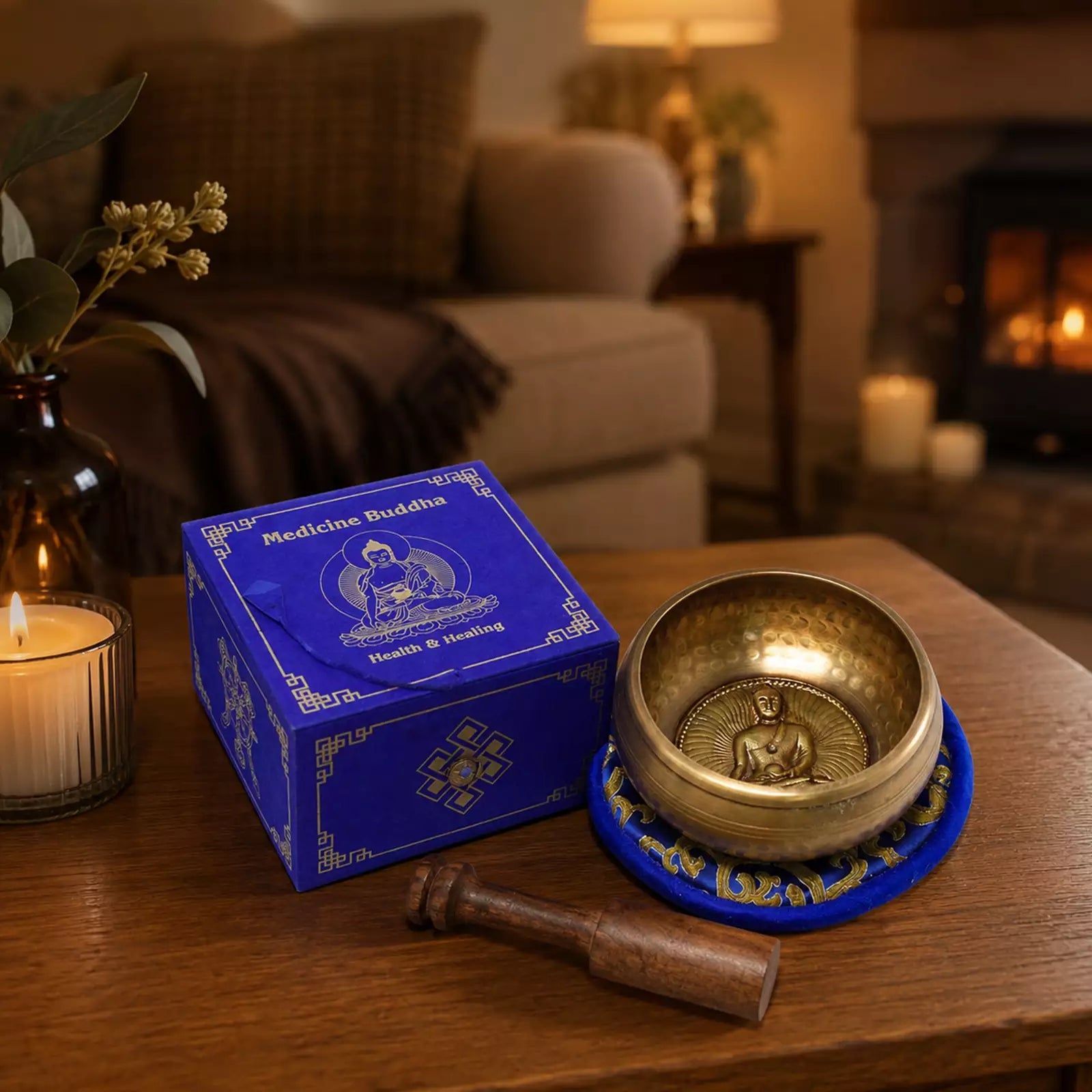 Medicine Buddha Singing Bowl Gift Set - 10cm