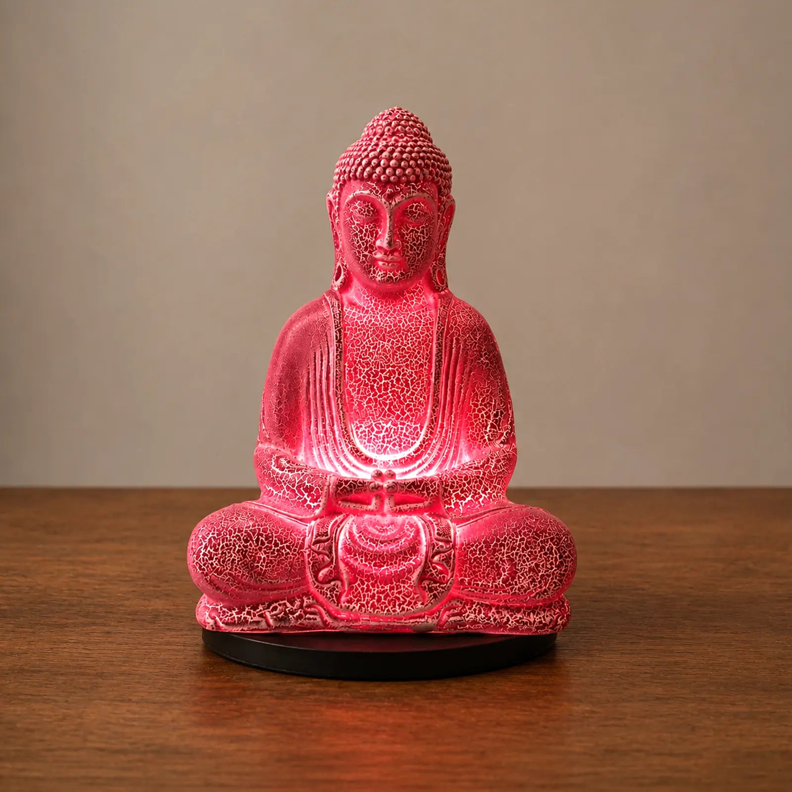 Meditation Buddha Soft Glow Light Lamp Cherry Crackle - Oval Stand