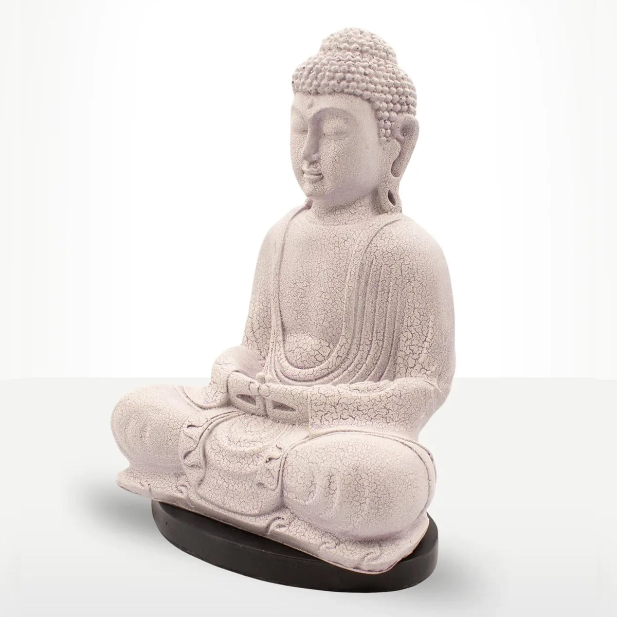 Meditation Buddha Lamp with Lavender Crackle on Oval Stand – Root