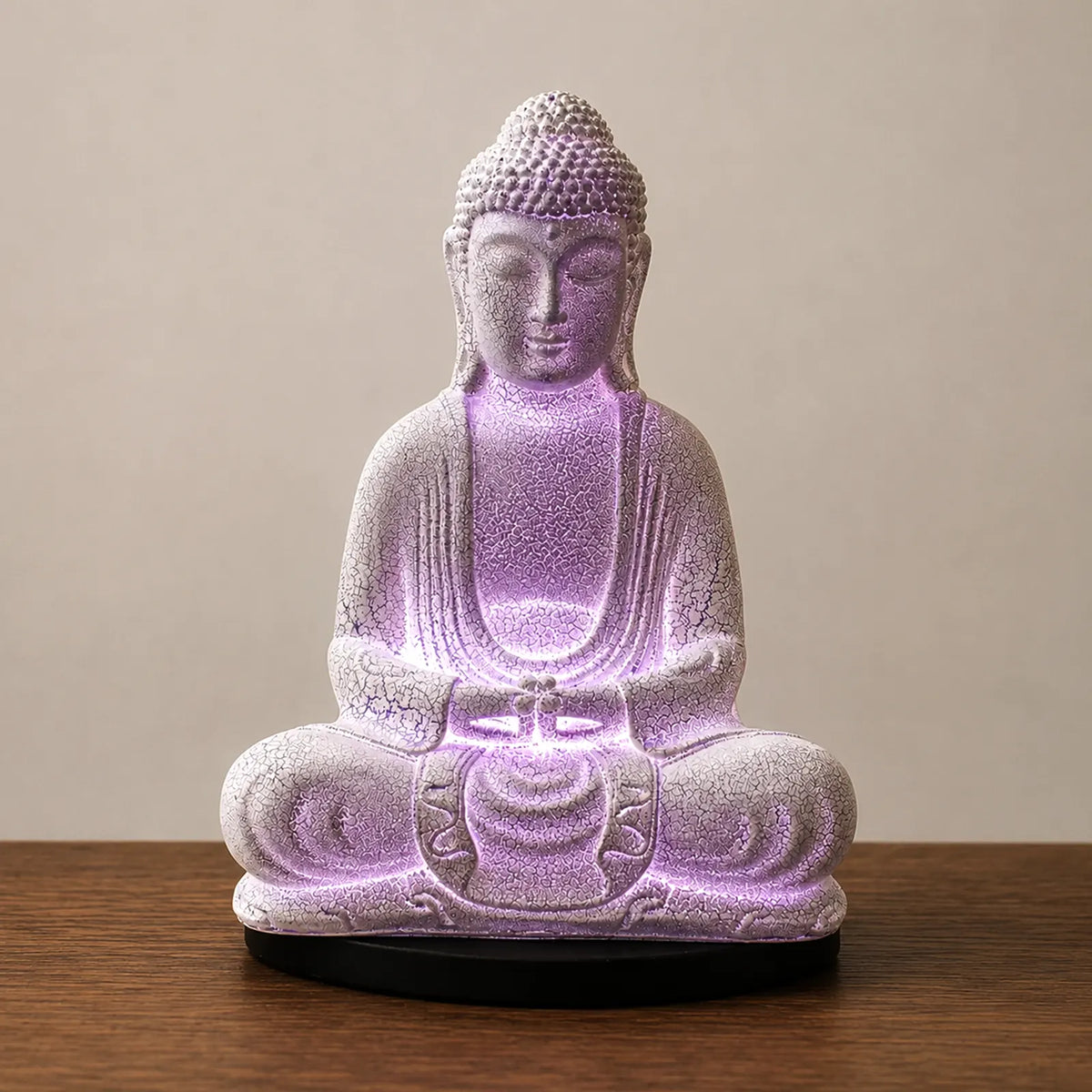 Meditation Buddha Soft Glow Light Lamp Lavender Crackle - Oval Stand