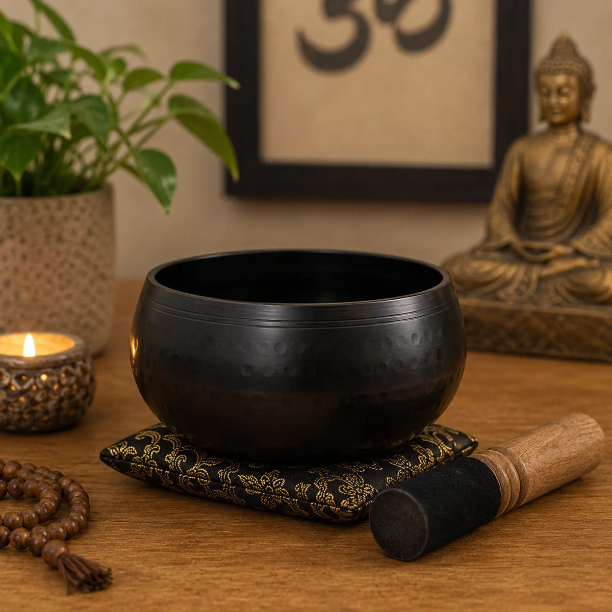Medium Black Beaten Tibetan Singing Bowl - 15cm