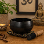 Large Black Beaten Tibetan Singing Bowl - 18cm
