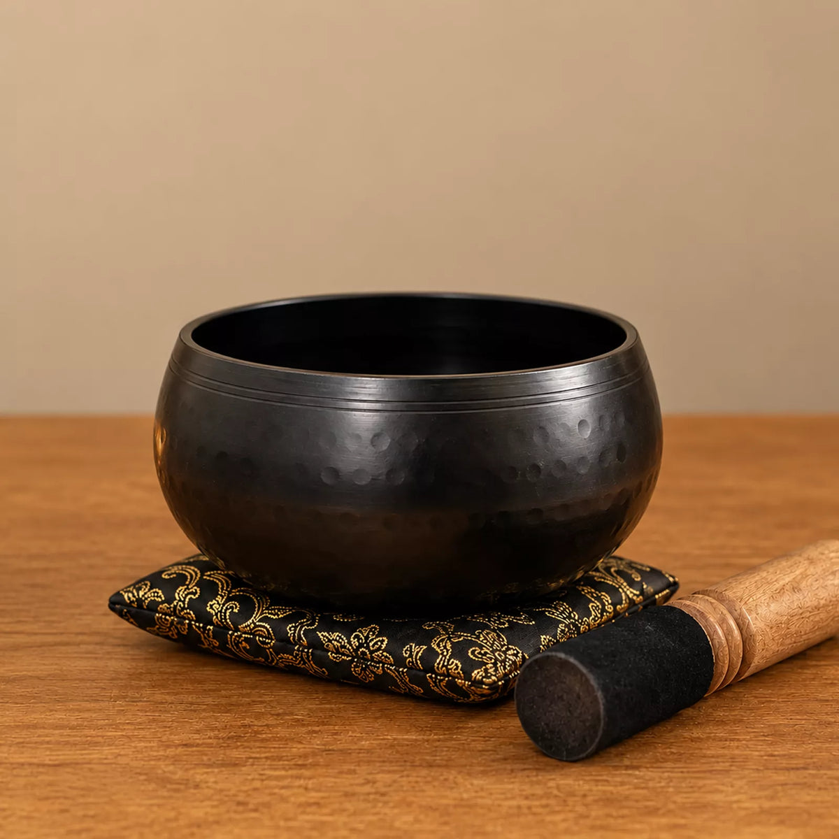 Large Black Beaten Tibetan Singing Bowl - 18cm