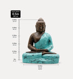 Medium Buddha Classic Turquoise & Stone - 0.5m seated hand carved Buddha statue with turquoise-colored robe and stone-textured body, perfect for serene Buddha decor.