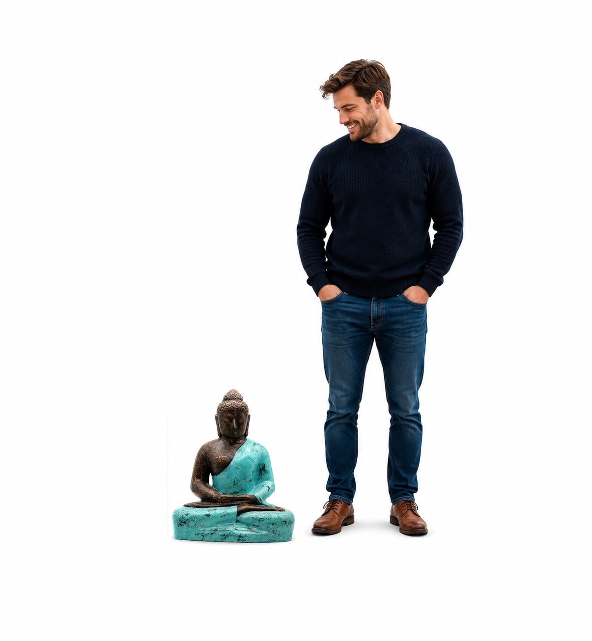 Medium Buddha Classic Turquoise & Stone - 0.5m