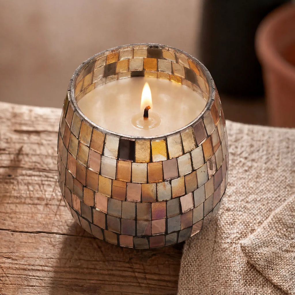 Medium Glass Jar Decorative Scented Candles - Amber Mosaic