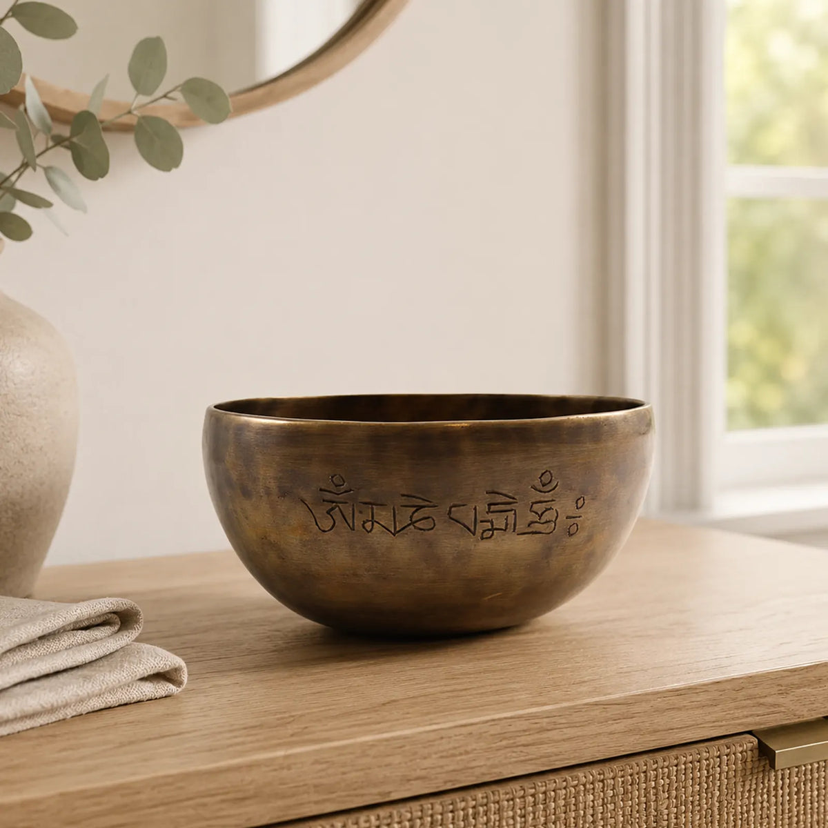 Medium Indian Moon Phase Tibetan Buddhist Singing Bowl - 15cm (approx 750g)