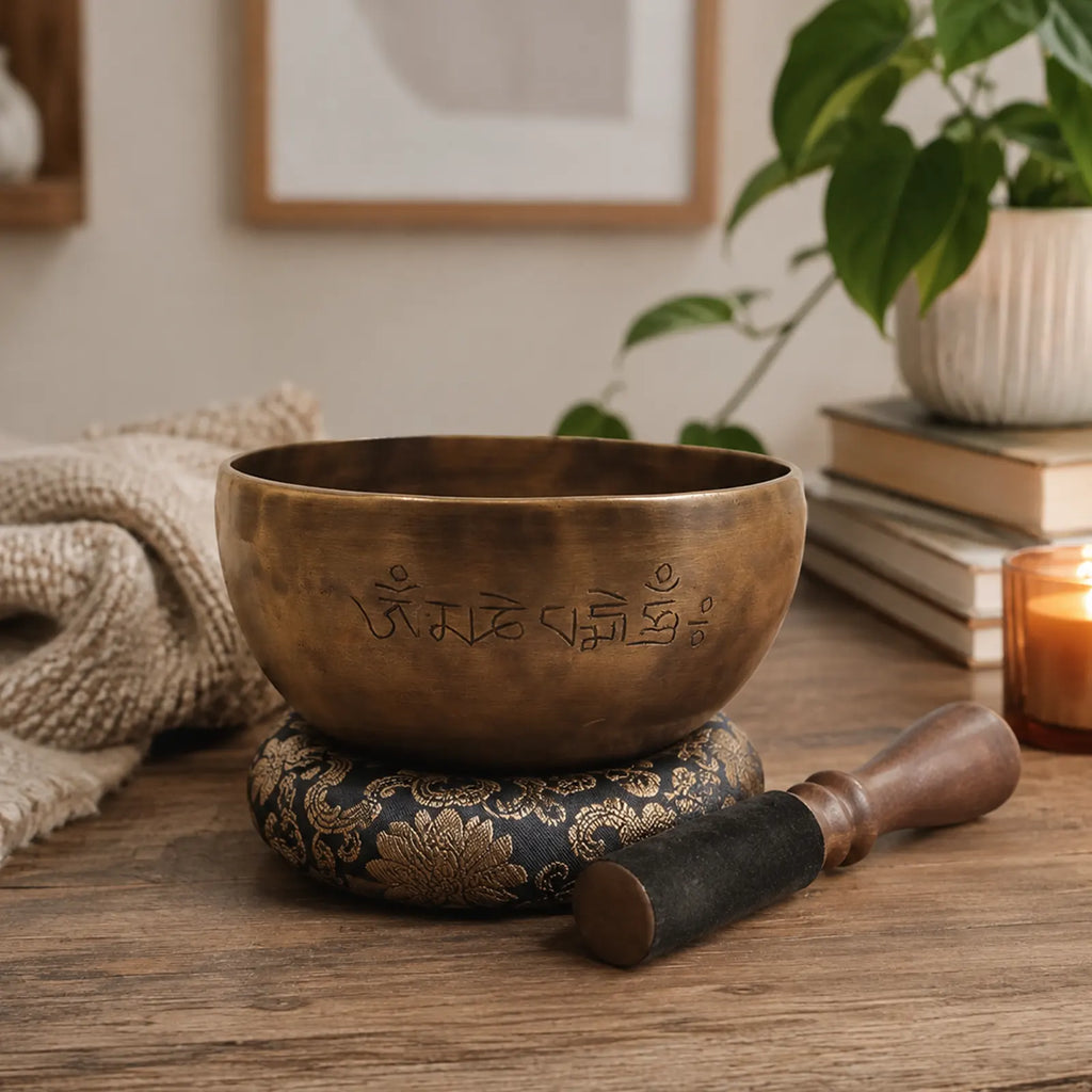 Medium Indian Moon Phase Tibetan Buddhist Singing Bowl - 15cm (approx 750g)