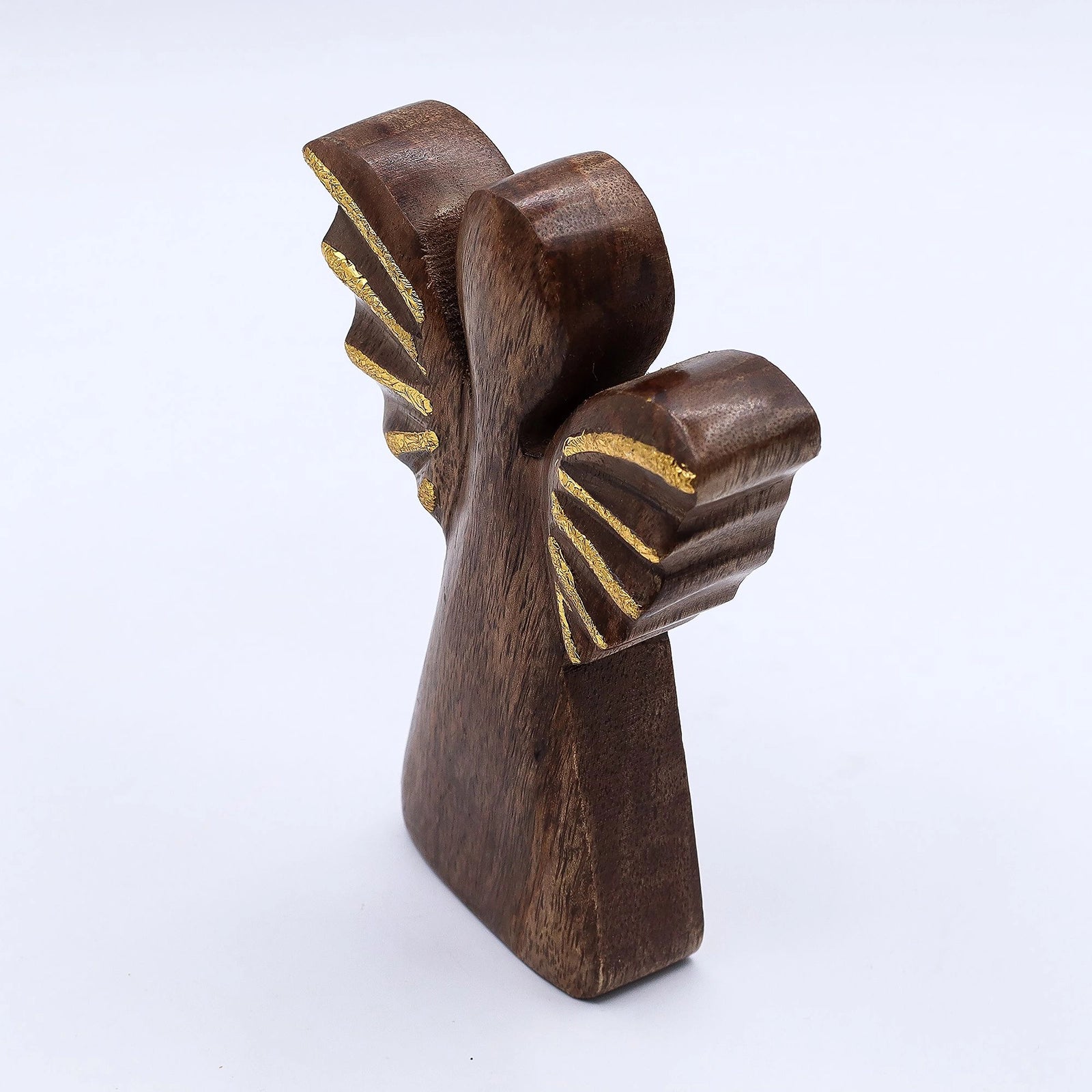 Medium Mango Wood Angel - Gold Decor