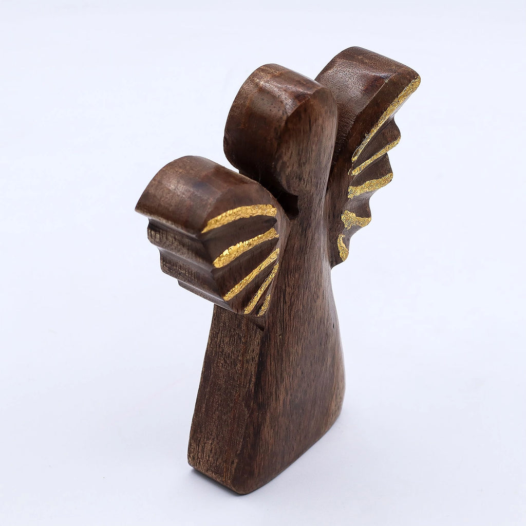 Large Mango Wood Angel - Gold Decor