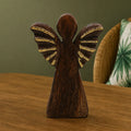 Medium Mango Wood Angel Figurines Statuettes - Gold Decor
