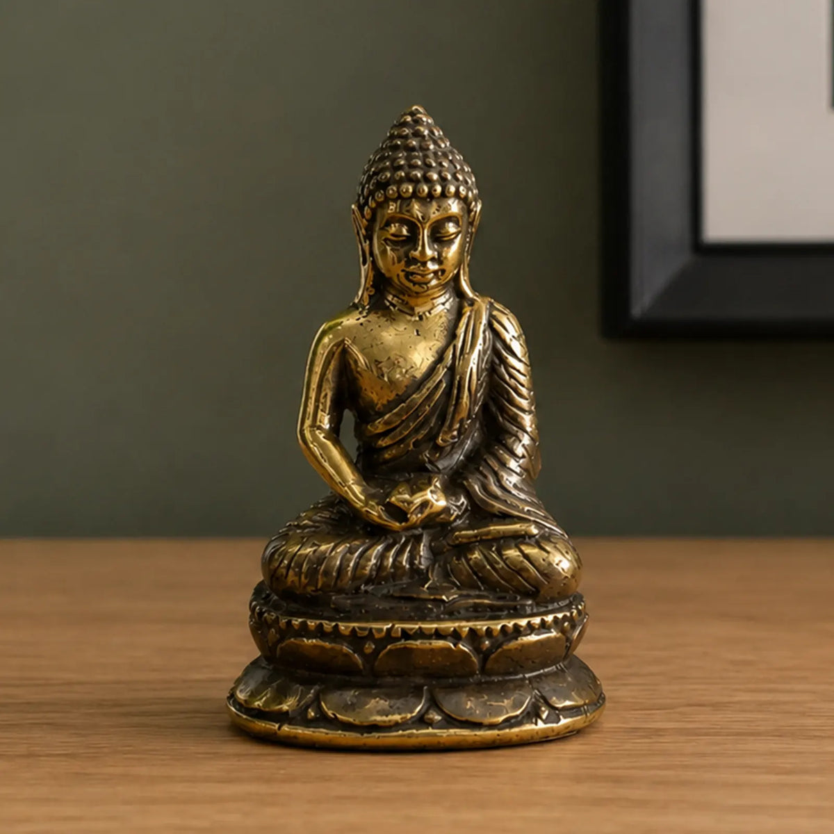 Mini Meditating Sitting Brass Buddha Figure
