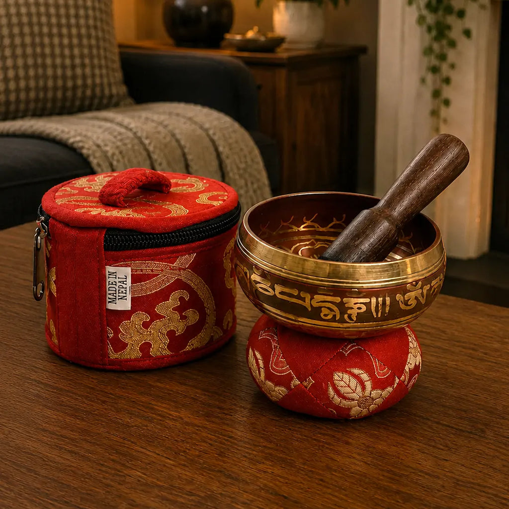 Mini Singing Bowl Gift Set - Red
