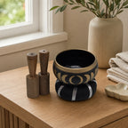 Moon Phase Tibetan Singing Bowl Set - Black 10.7cm