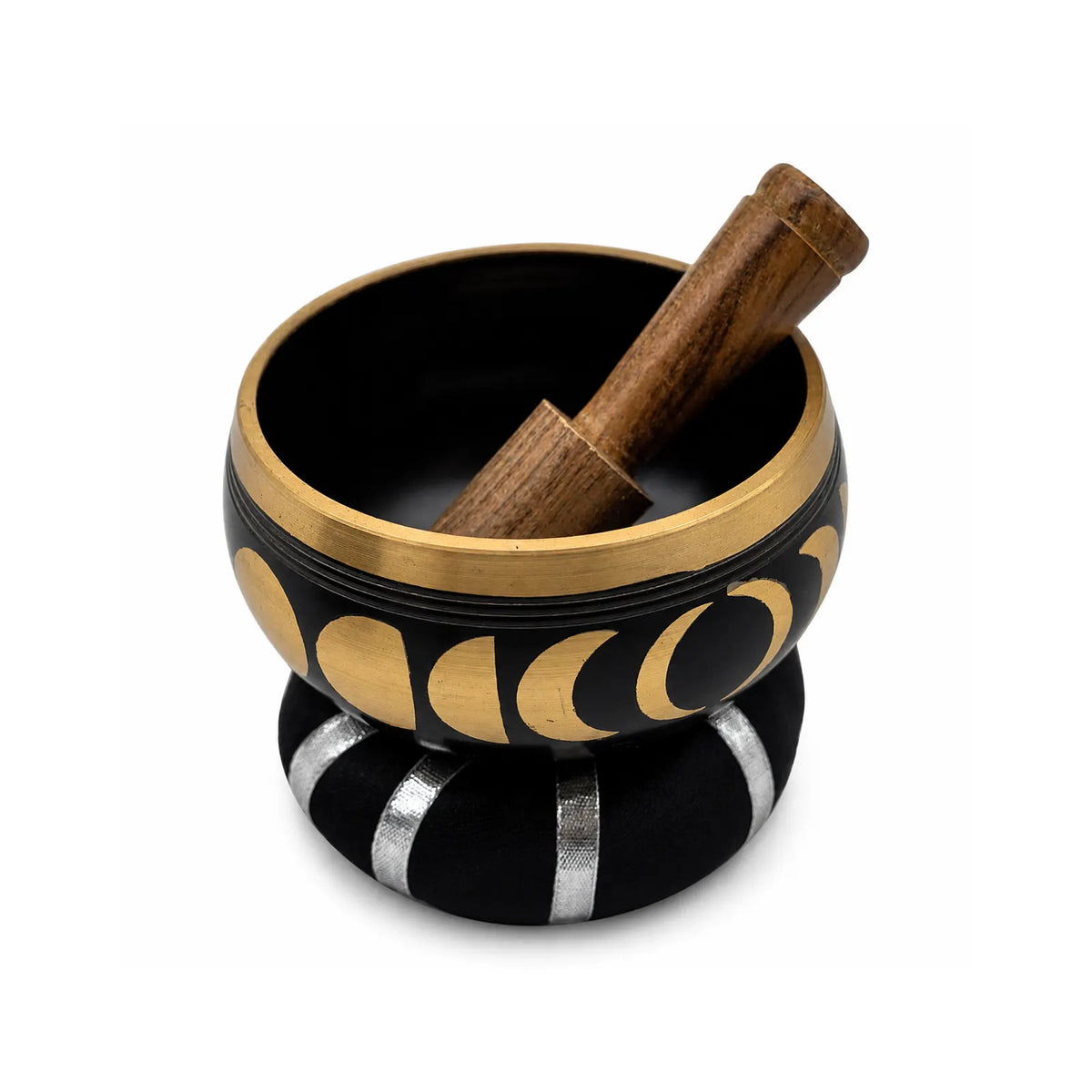 Moon Phase Tibetan Singing Bowl Set - Black 10.7cm