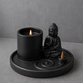 Multi Purpose Buddha Incense Burner & Holder Plate - Ceramic Matt Black