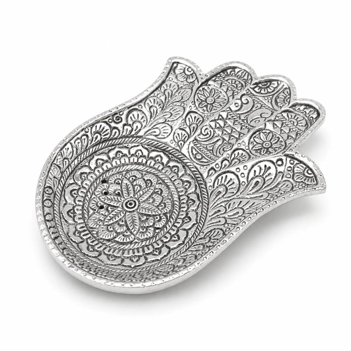 Polished Aluminium Hamsa Incense Holder - Large