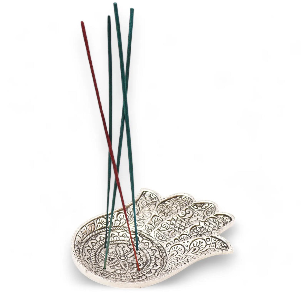 Polished Aluminium Hamsa Incense Holder - Large