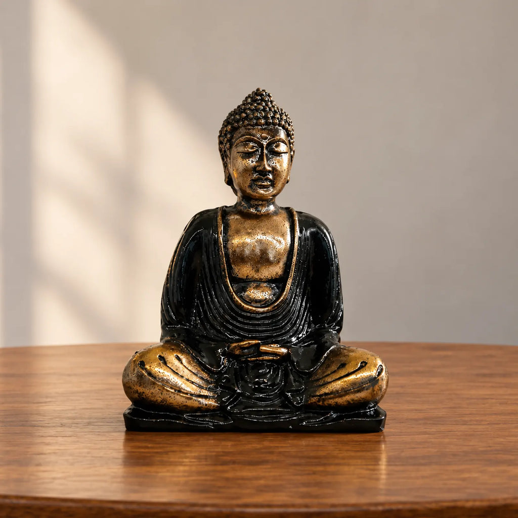 Resin Black & Gold Buddha Statue - Medium