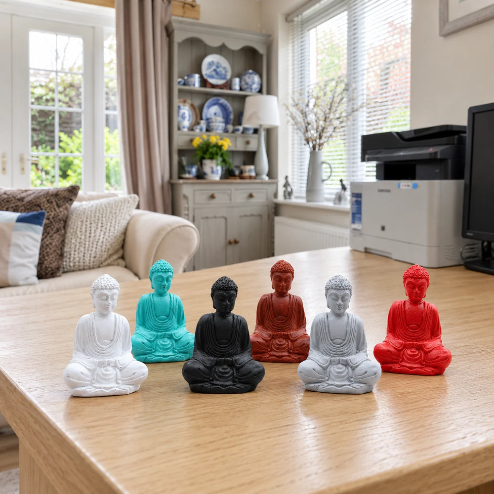 Resin Matt Mini Buddha Statue (Assorted Colours)