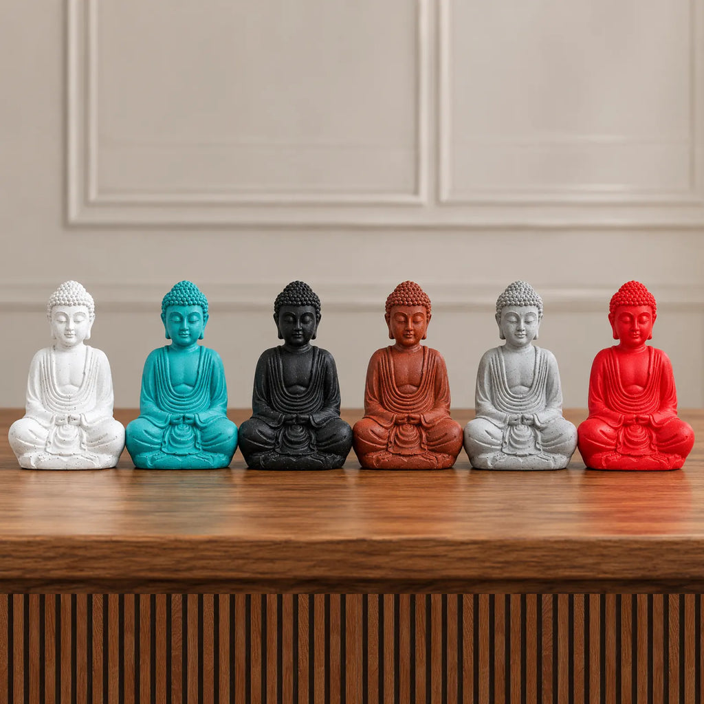 Resin Matt Mini Buddha Statue (Assorted Colours)