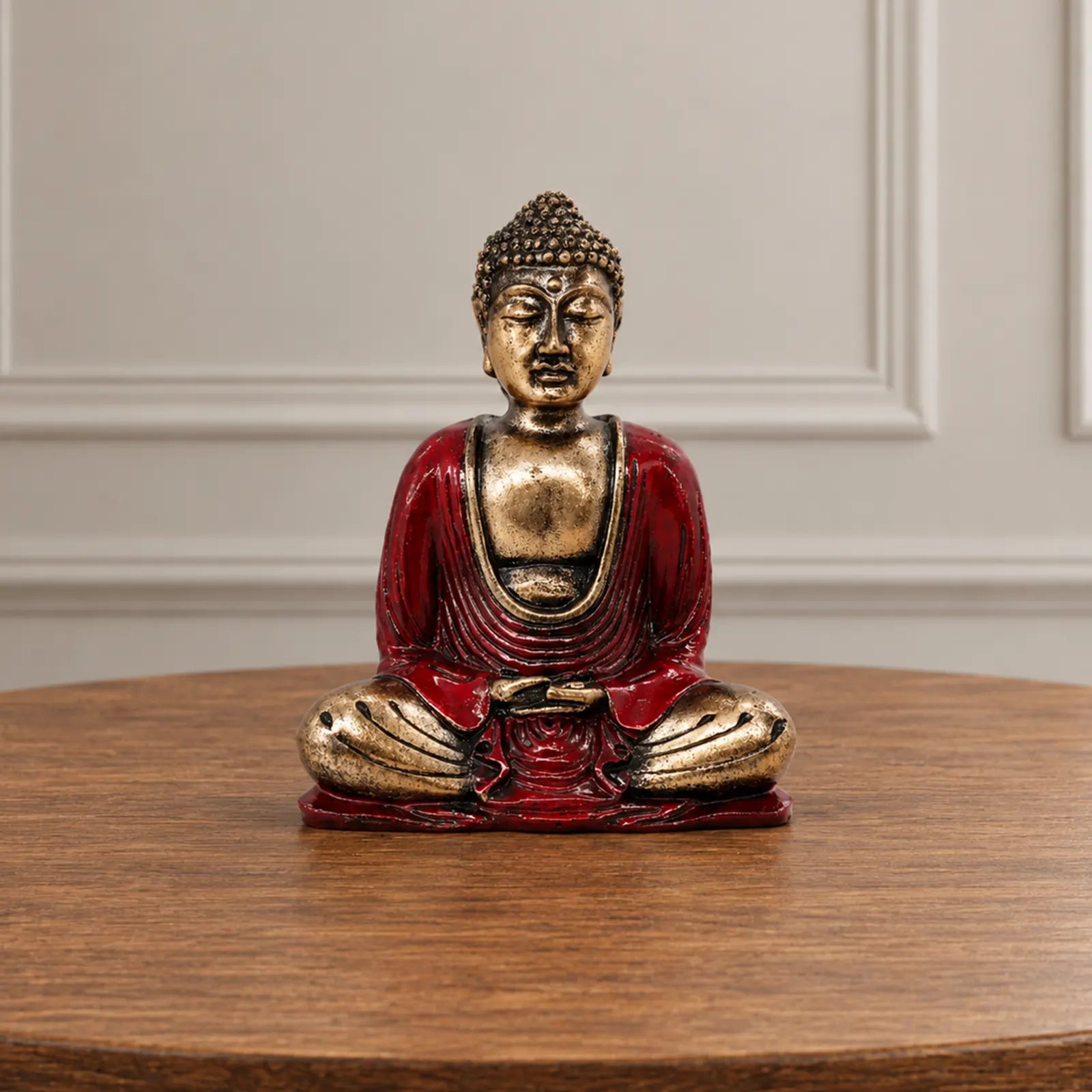 Resin Red & Gold Buddha Statue - Medium