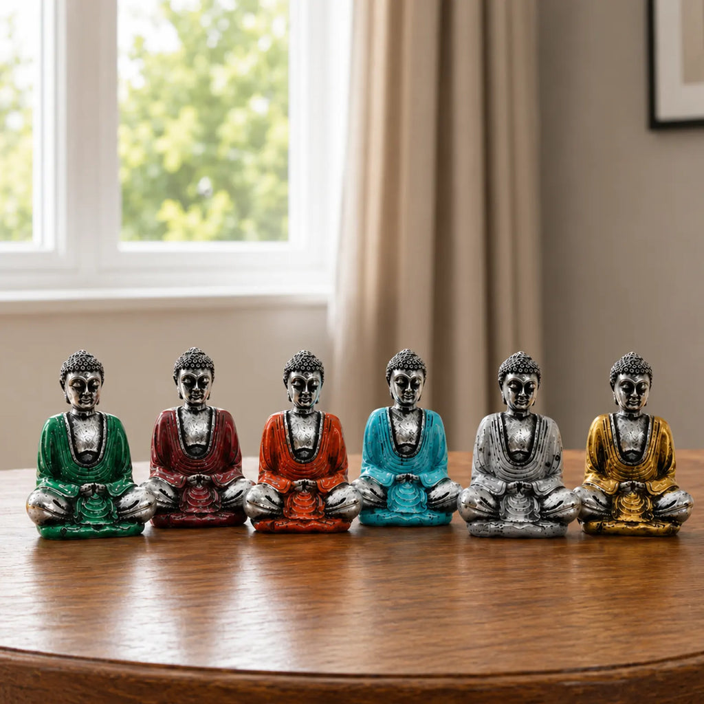 Resin Silver Mini Buddha Statue (Assorted Colours)