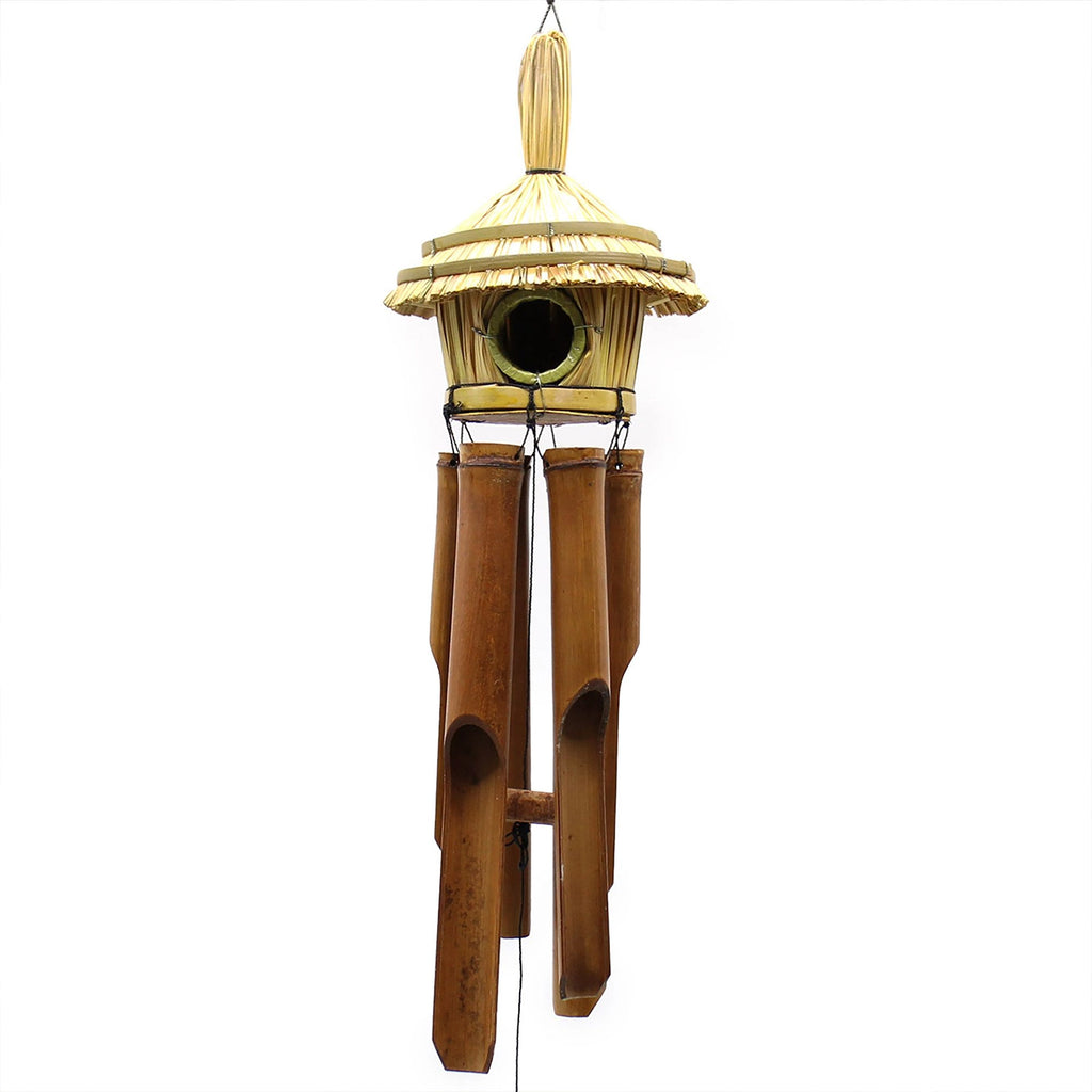 Large Round Seagrass Bird Box with Chimes 56x20cm