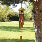 Large Round Seagrass Bird Box with Chimes 56x20cm