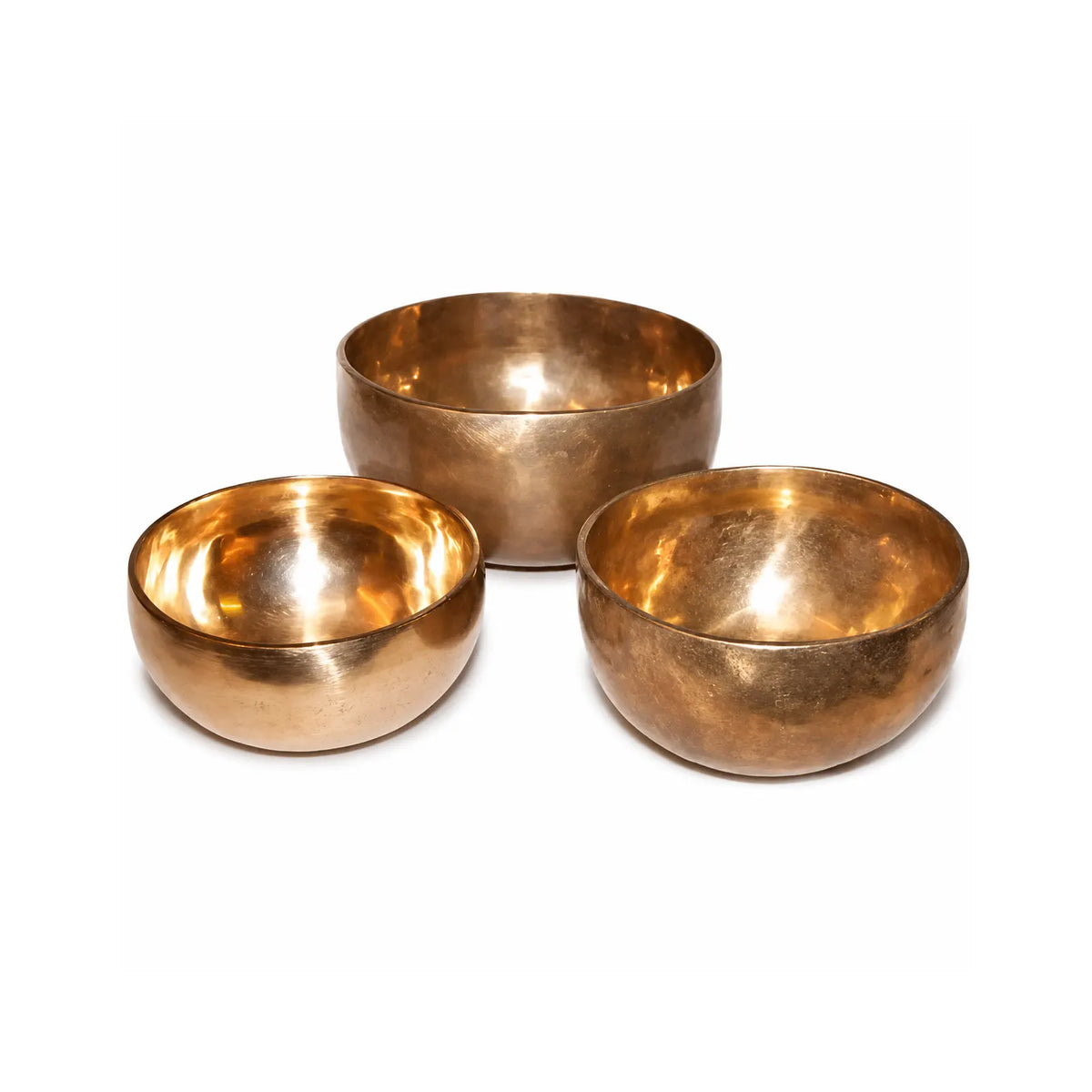 Set of 3 Handmade Brass Tibetan Singing Bowls