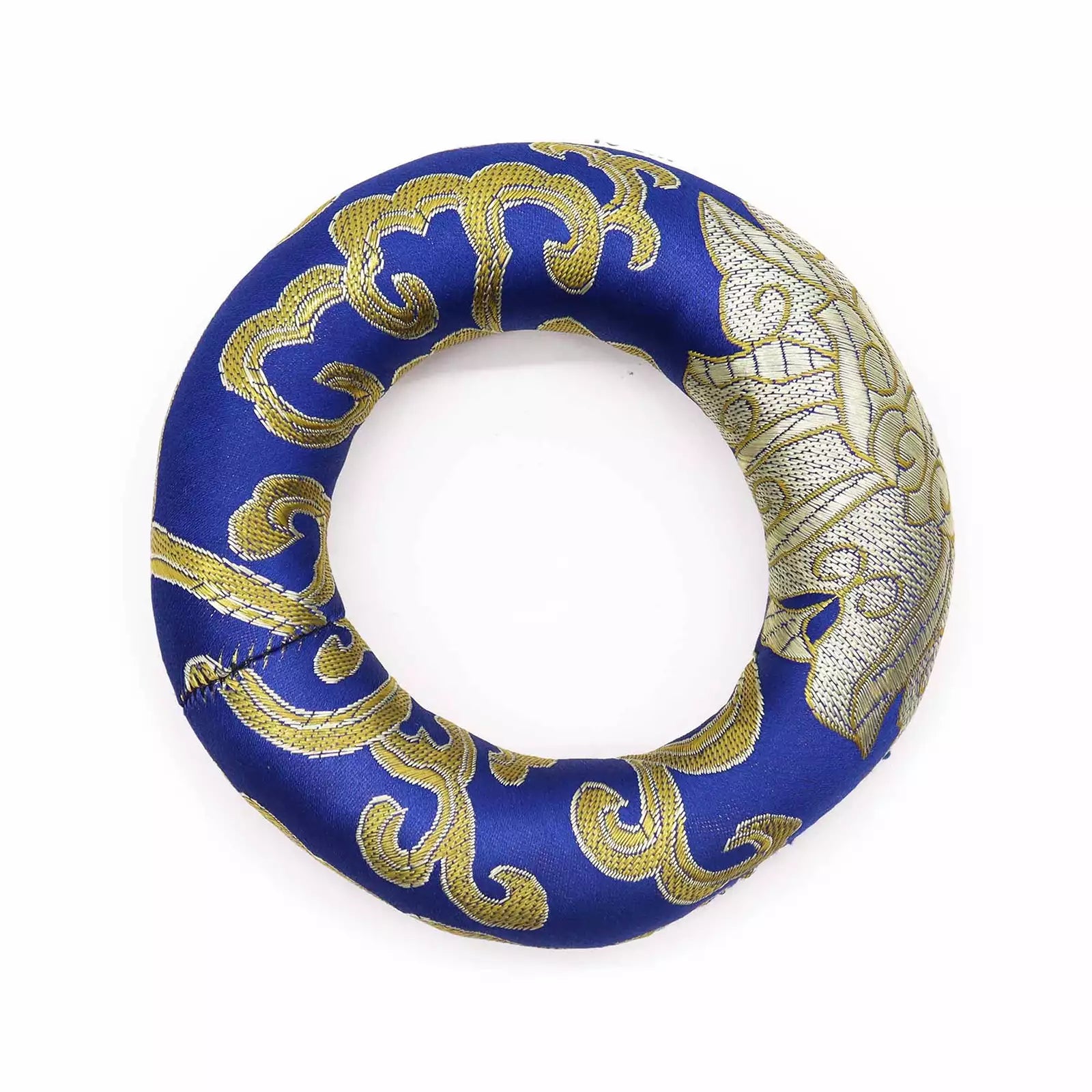 Decorative wreath with blue and gold pattern on a white background