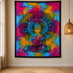Single Cotton Bedspread + Buddha Wall Hanging Art Canvas - Peaceful Buddha