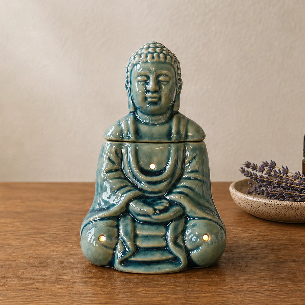 Sitting Buddha Oil Burner - Blue