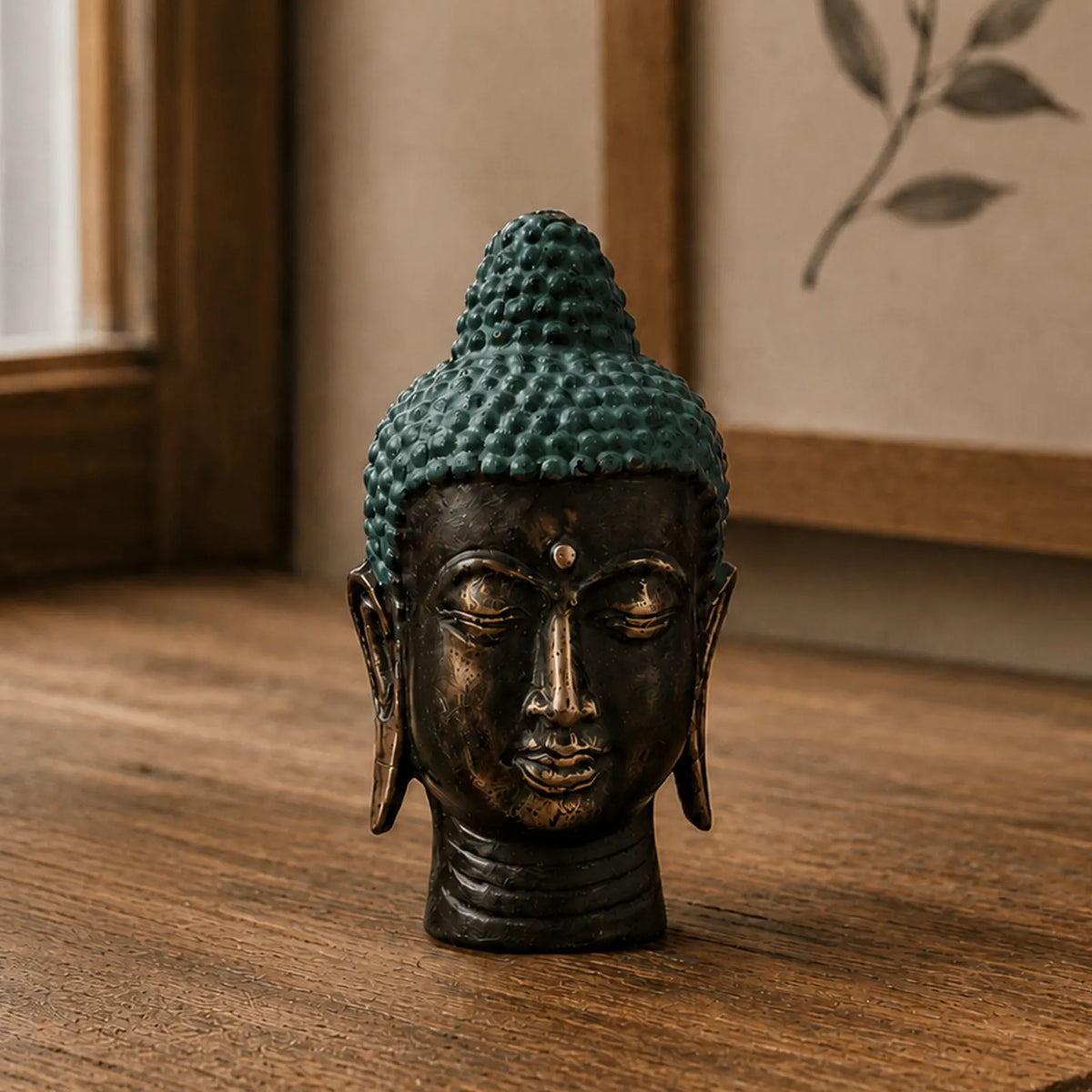 Small Antique Brass Buddha Head Figure