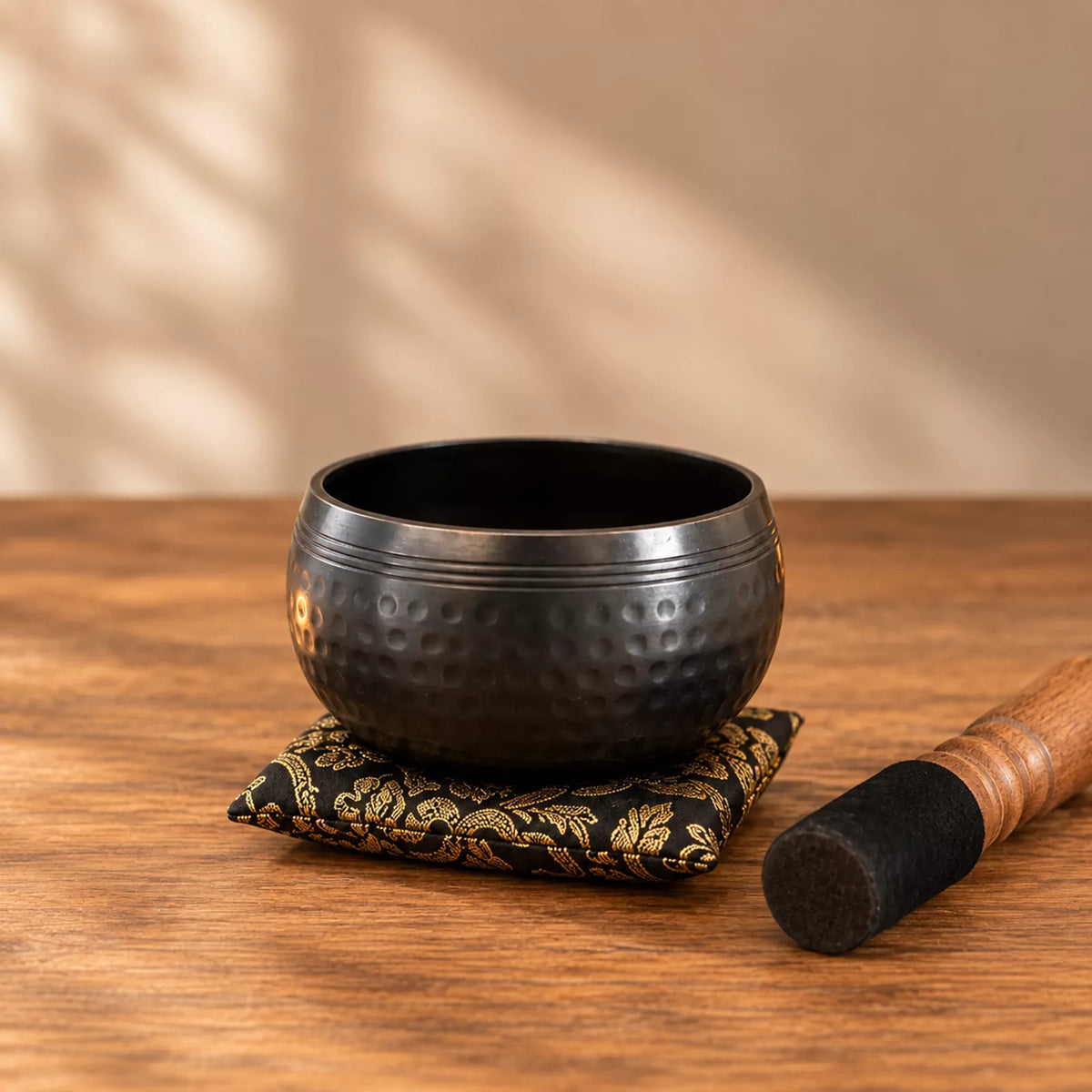 Medium Black Beaten Tibetan Singing Bowl - 15cm