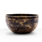 Small Indian Moon Phase Singing Bowl - (approx 550g) - 13cm with a dark antique finish and traditional script engraving, designed for meditation and sound healing.