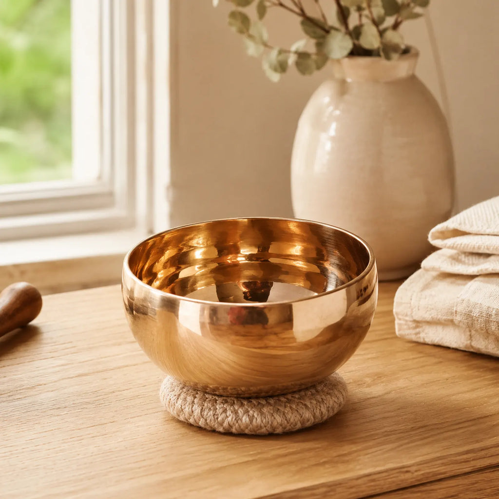 Small Shining Bell-Metal Handmade Tibetan Singing Bowl - 13cm (approx 550g)