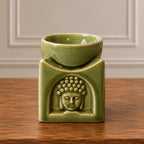 Square Buddha Oil Burner - Light Jade