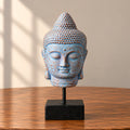 Stillness Buddha Head Statue on Stand - Blue Copper