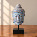 Stillness Buddha Head Statue on Stand - Blue Copper