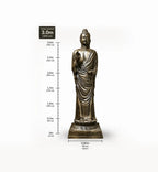 Tall Antique Gold Standing Buddha Statue - 3m Tall, detailed brass Buddha figure with serene expression and flowing robes, ideal as giant Buddha statue decor or spiritual centerpiece.