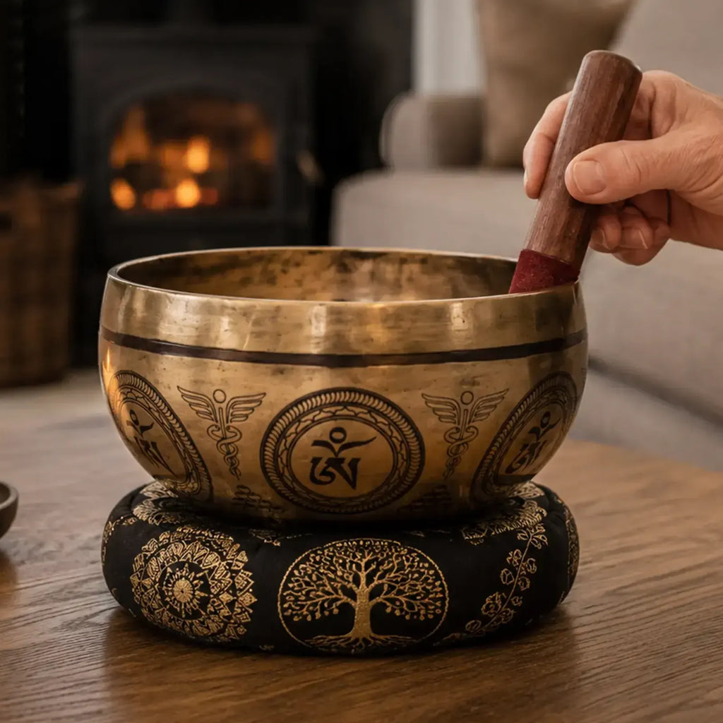 Tibetan Buddhist Healing Engraved Singing Bowl - 16cm - Bodhi Tree Buddha