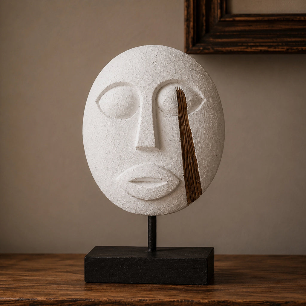 Timor Tribal Decorative Mask - White 27x20cm
