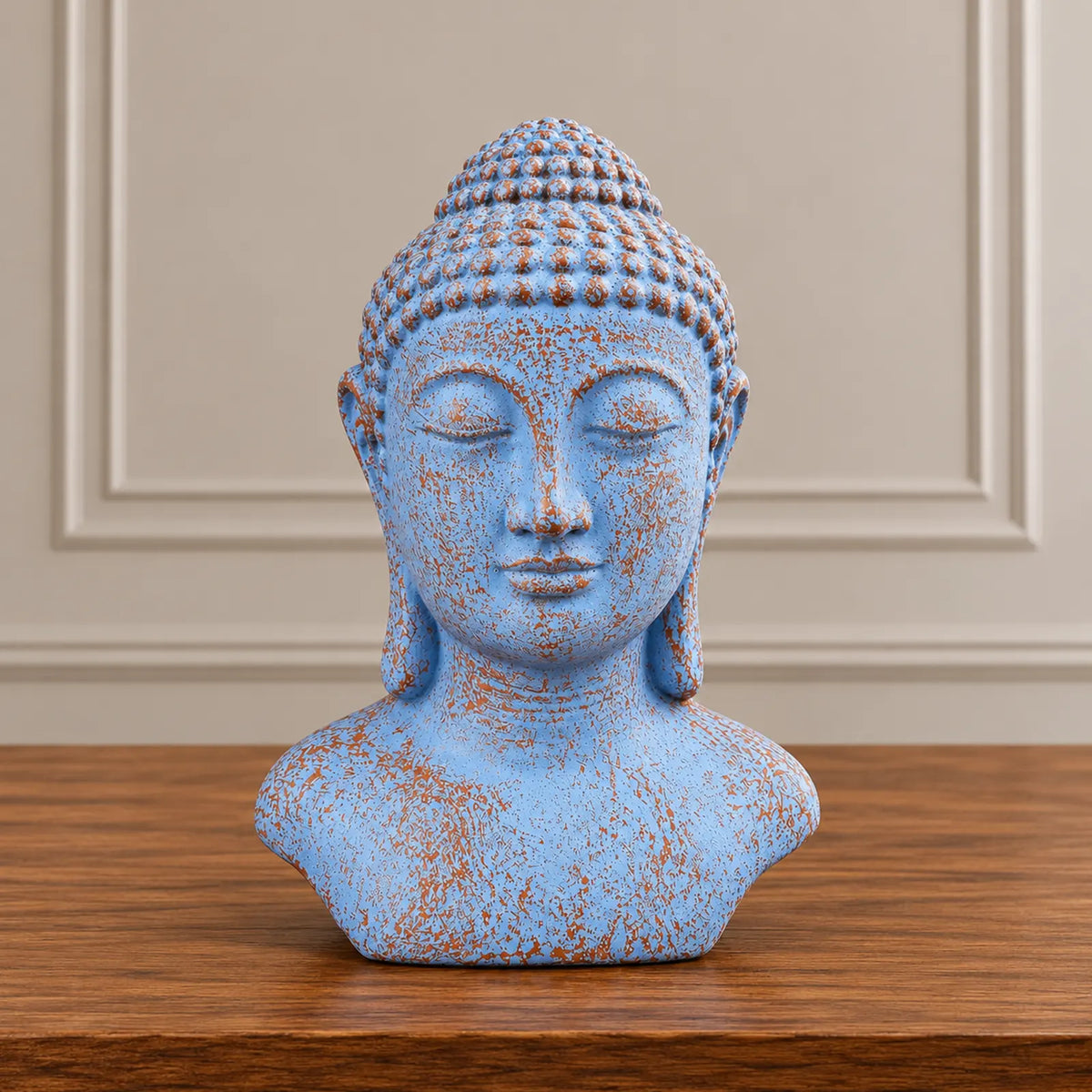 Tranquility Buddha Head Statue - Blue Copper