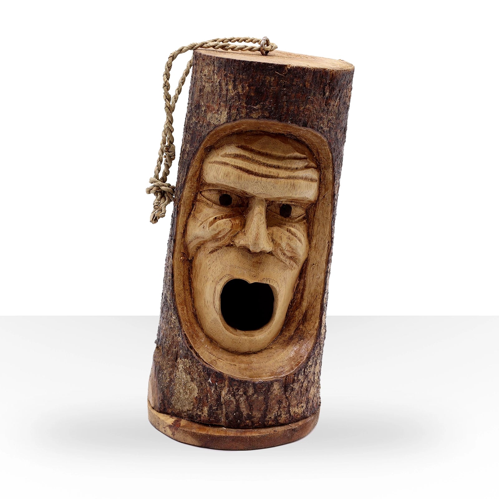 Tree Trunk Face - Bird House - Grumpy Old Man